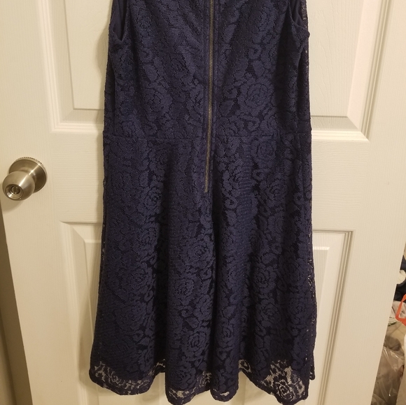 Navy Blue Flowered Dress - Picture 2 of 3